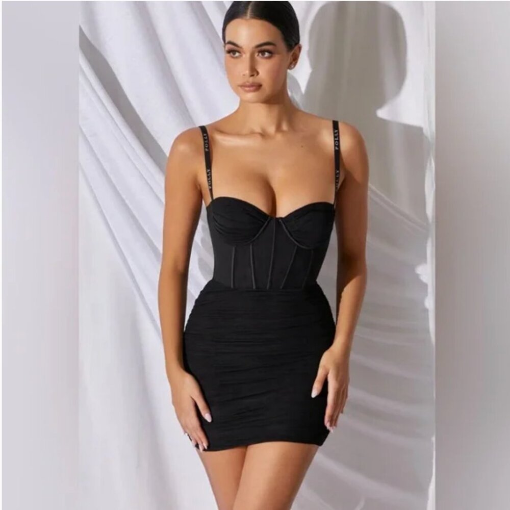 Overload Mesh Bodycon Corset Mini Dress in Black Oh Polly